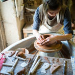 Patia Davis making a screw-top jar at Wobage Farm 2016